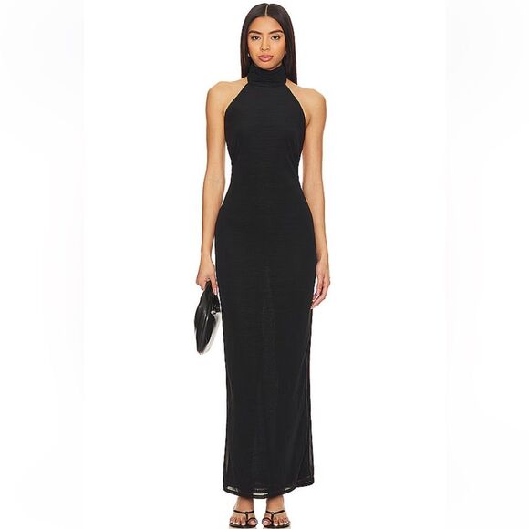 Lovers + Friends Black Halter Maxi Dress x Anja Dujković Ula backless Revolve S - Picture 1 of 9